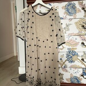 Twin-Set Beige Sheer Blouse with Black Details! Lovely cute & fun